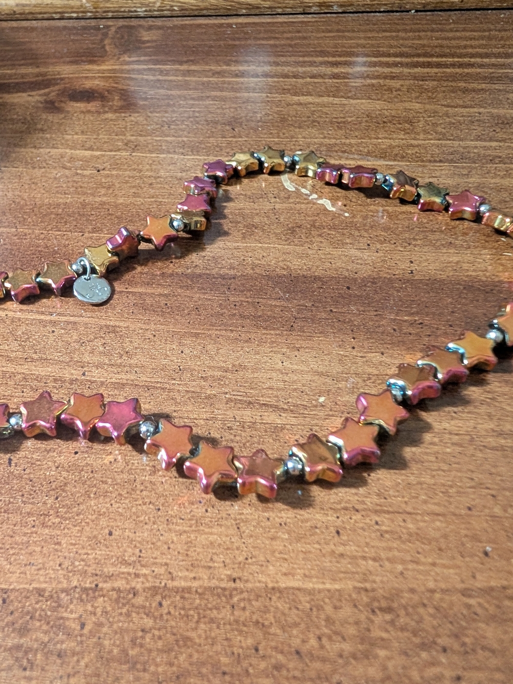 Iridescent Pink-Gold Star Bead Bracelet - Women